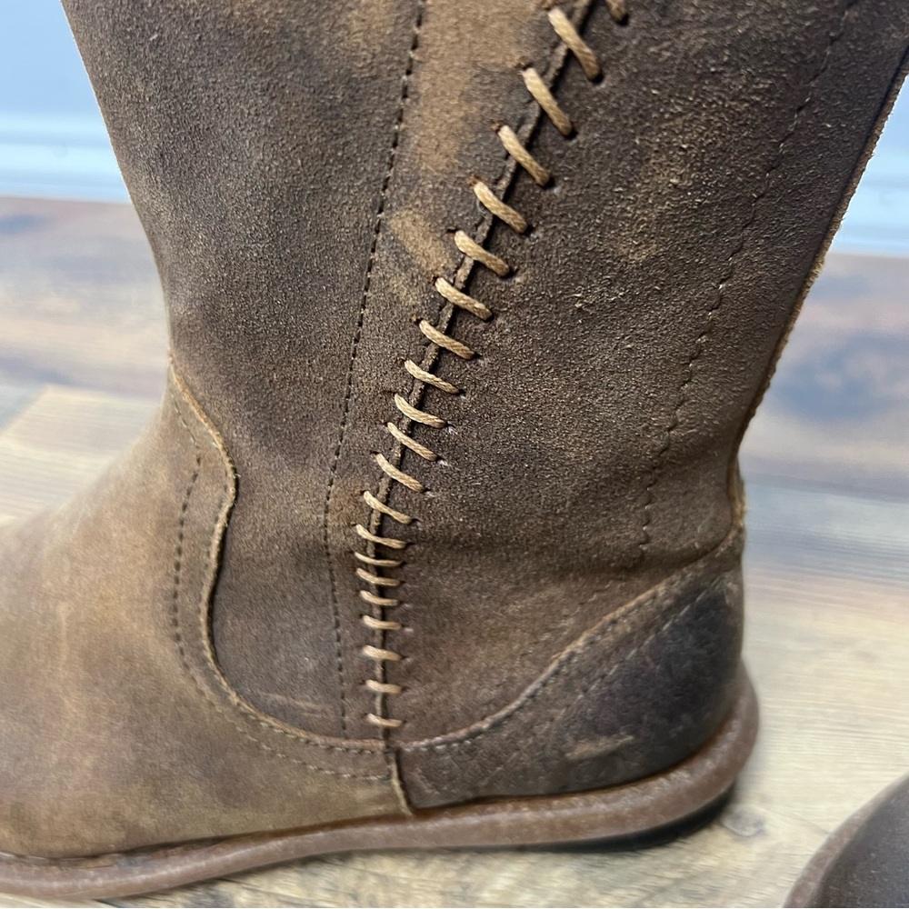 BORN Women's Tonic Rust Distressed Boot Sz 7/38 Suede Leather Zipper round Toe - Picture 9 of 16